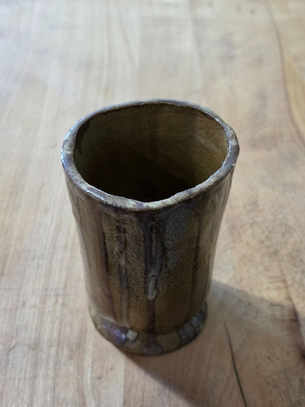 Handmade Ceramic Tumbler With Earthy Brown Textured Glaze Unique Artisan Pottery